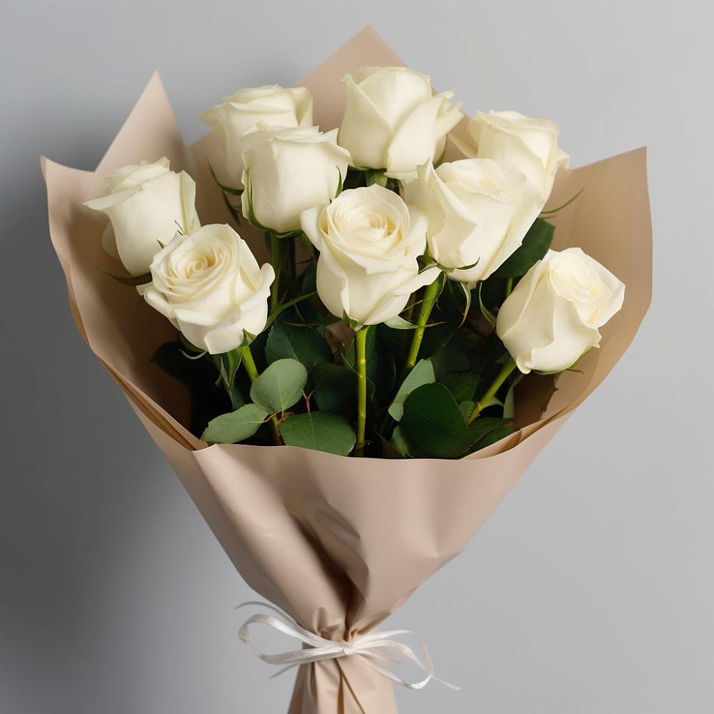 Букет 9 Белых роз Эдлесс Лав в Замостье