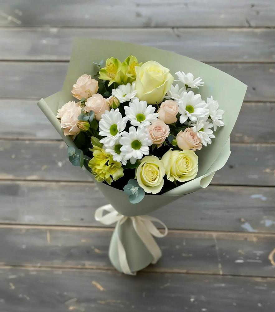 Букет цветов из: Альстромерии, Розы и Хризантемы в Замостье