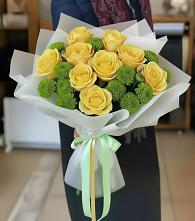 Букет цветов из:  Хризантемы и Розы #REPLACE_PRED# Замостье